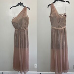 LELA ROSE Dress Womens 20 One Shoulder Rococo Lace NEW Topaz LR224 Bridesmaid